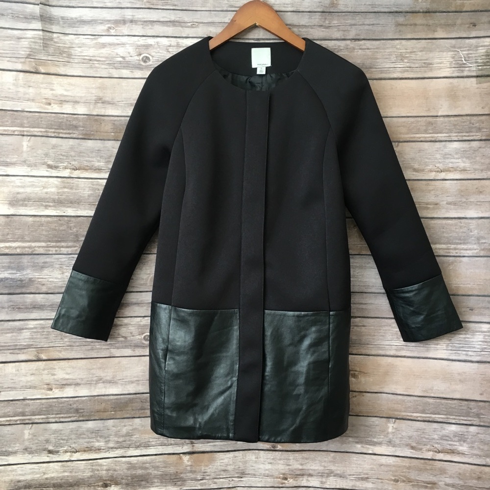 Halogen black faux zip coat